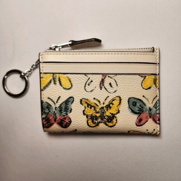 NWT COACH CAR22 Mini Skinny Id Case With Butterfly Print v2 - Picture 1 of 3